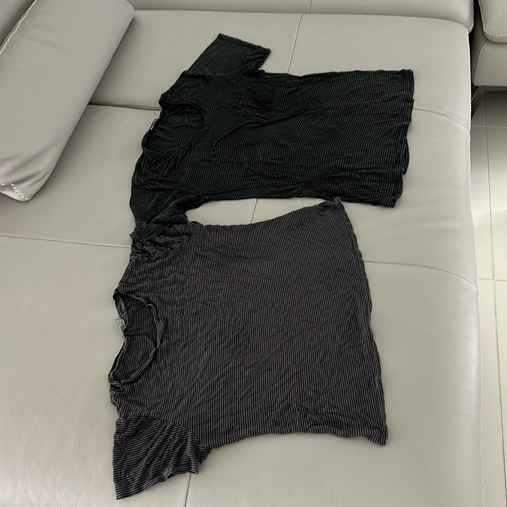 Brandy Melville lot of 2 grey and black thin striped crew neck cropped baby tee